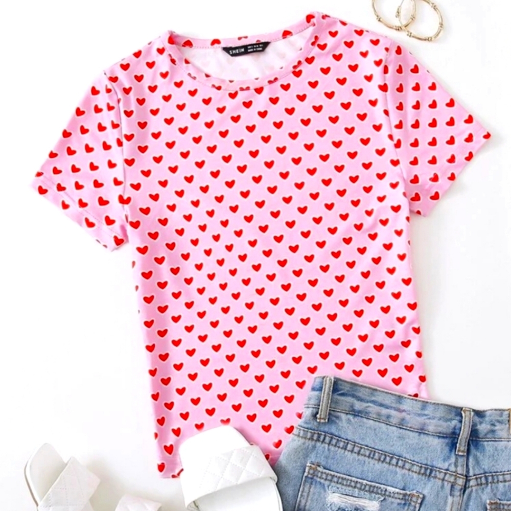 SHEIN heart print tee